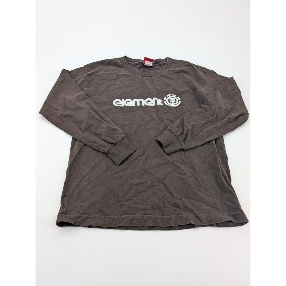 Vintage Element LS T-Shirt Mens Medium Brown Skateboard Made USA‎ Y2K